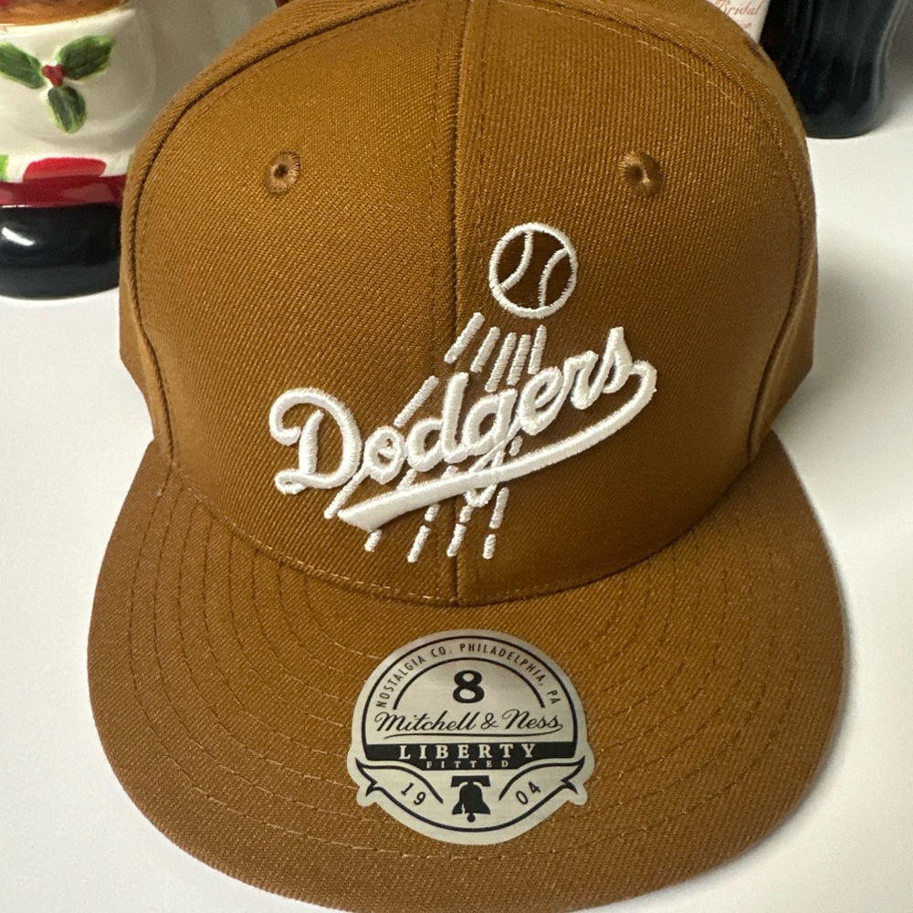LA Dodgers Liberty Fitted Mitchell & Ness Brown Hat Size 8 NEW